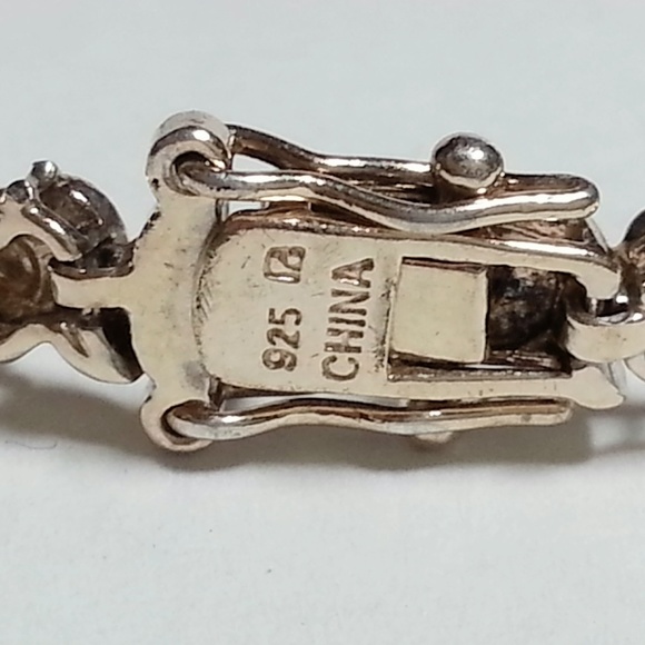 Gold vermeil sterling silver tennis bracelet 7.5 - Picture 4 of 6